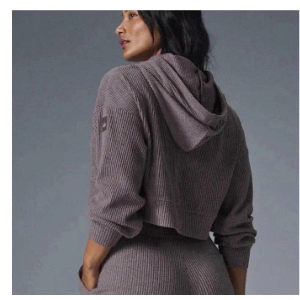 Alo Yoga Size XS Muse Hoodie Raisinette Heather Relaxed Knit Oversized